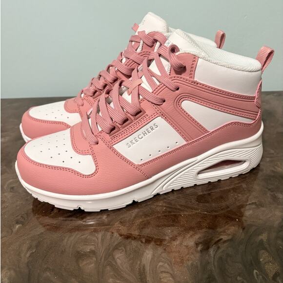 Sketchers Street Uno High Regards Pink White Womens Sneakers - Picture 1 of 10